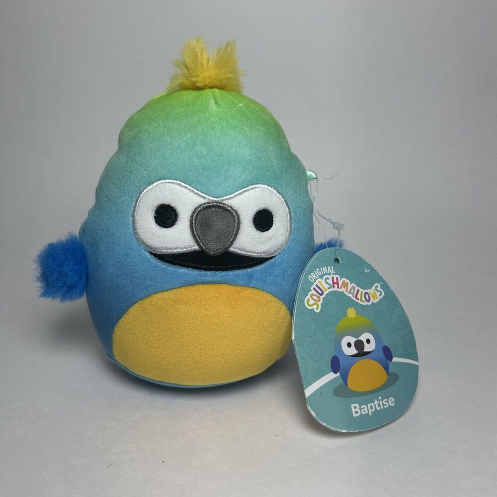 NWT Squishmallows Baptise Macaw Bird Plush Blue Ombre 5” Stuffed Animal